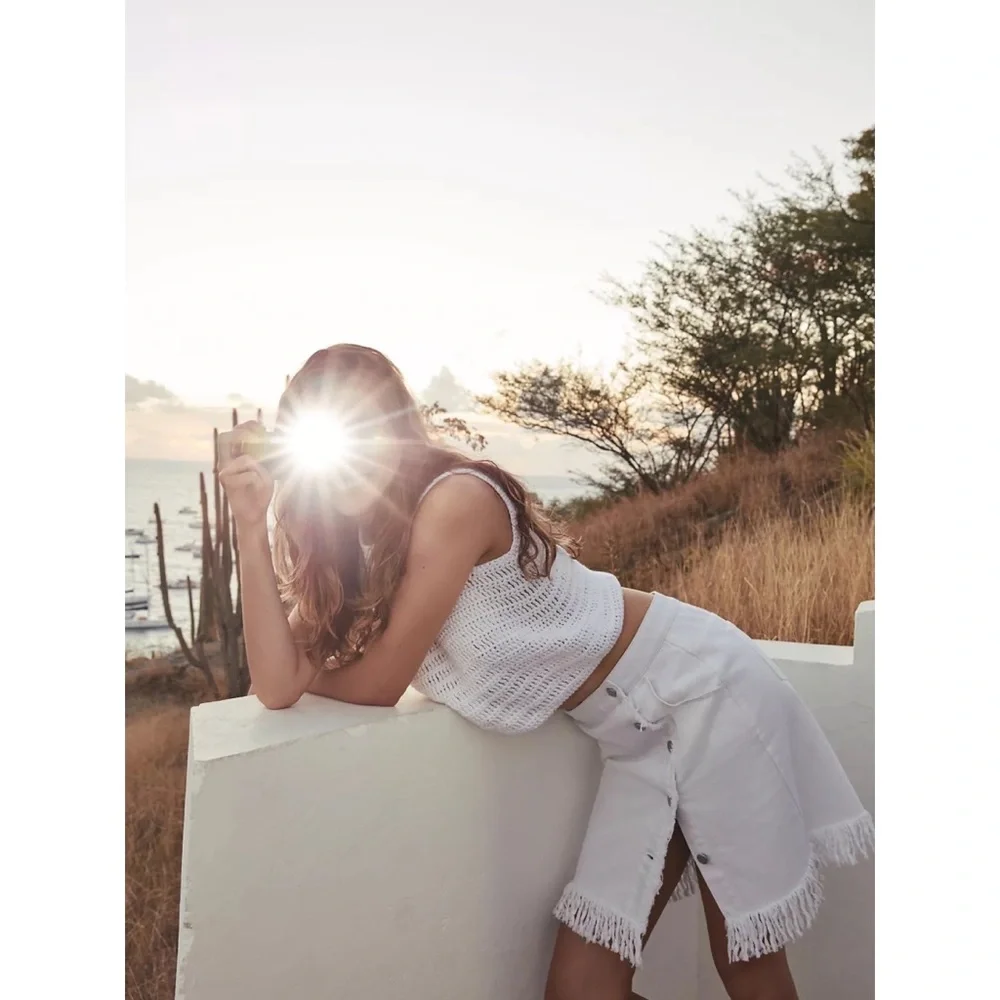 Pilcro and the Letterpress | Denim Fringe Skirt